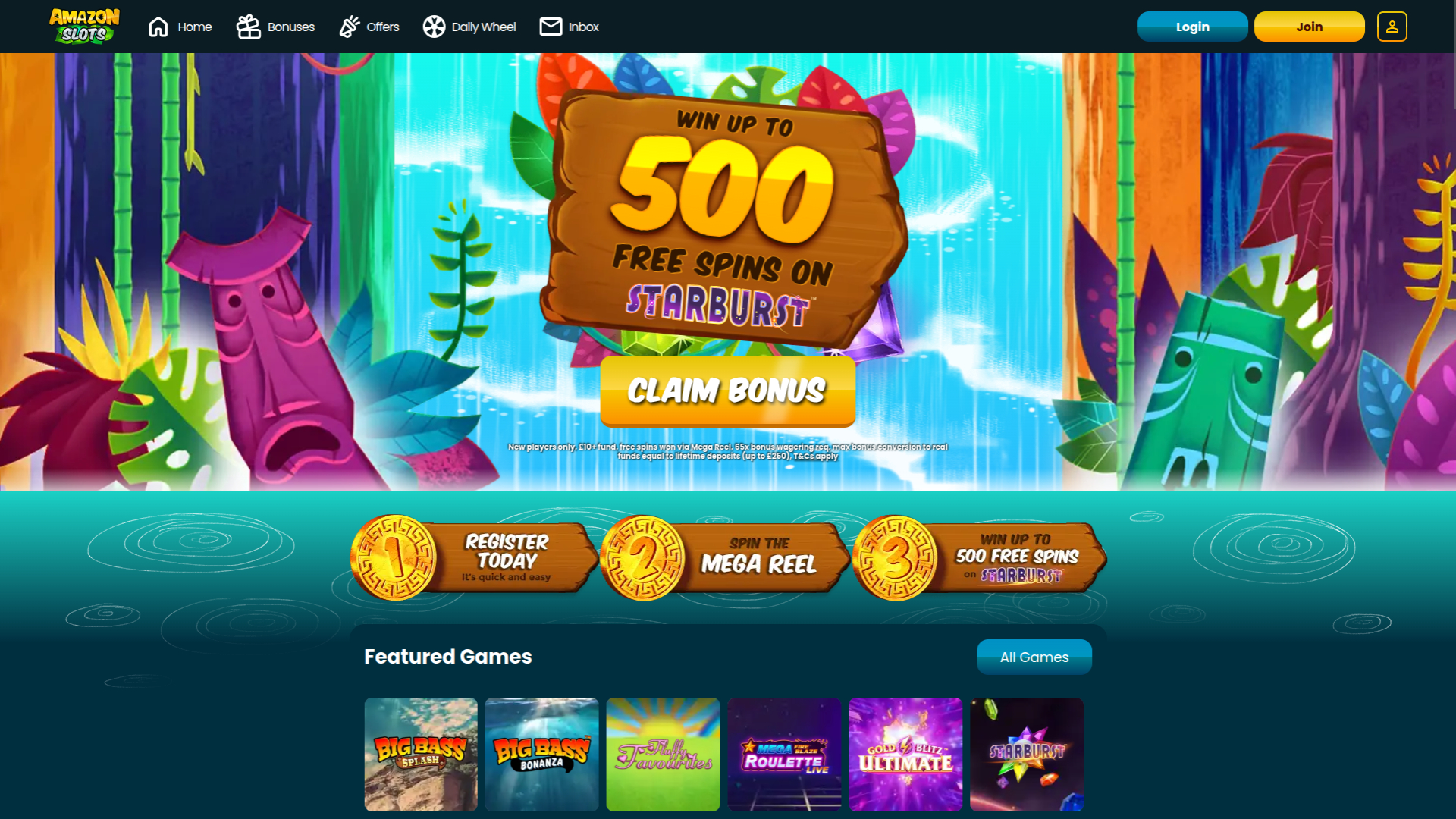 Page d’accueil de bureau de Amazon Slots Casino