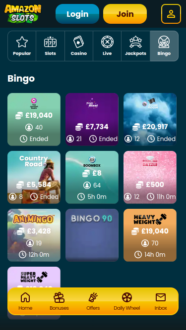 Bingo mobile de Amazon Slots Casino