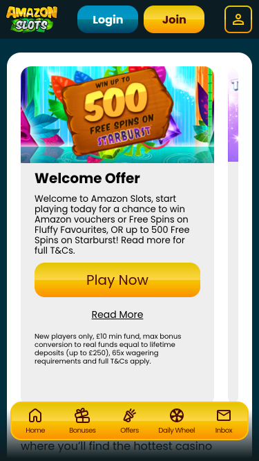 Promotions mobiles de Amazon Slots Casino
