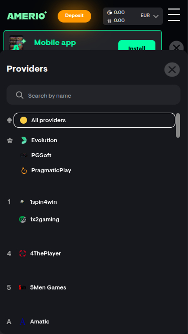 Développeurs de jeux mobiles de Amerio.bet Casino