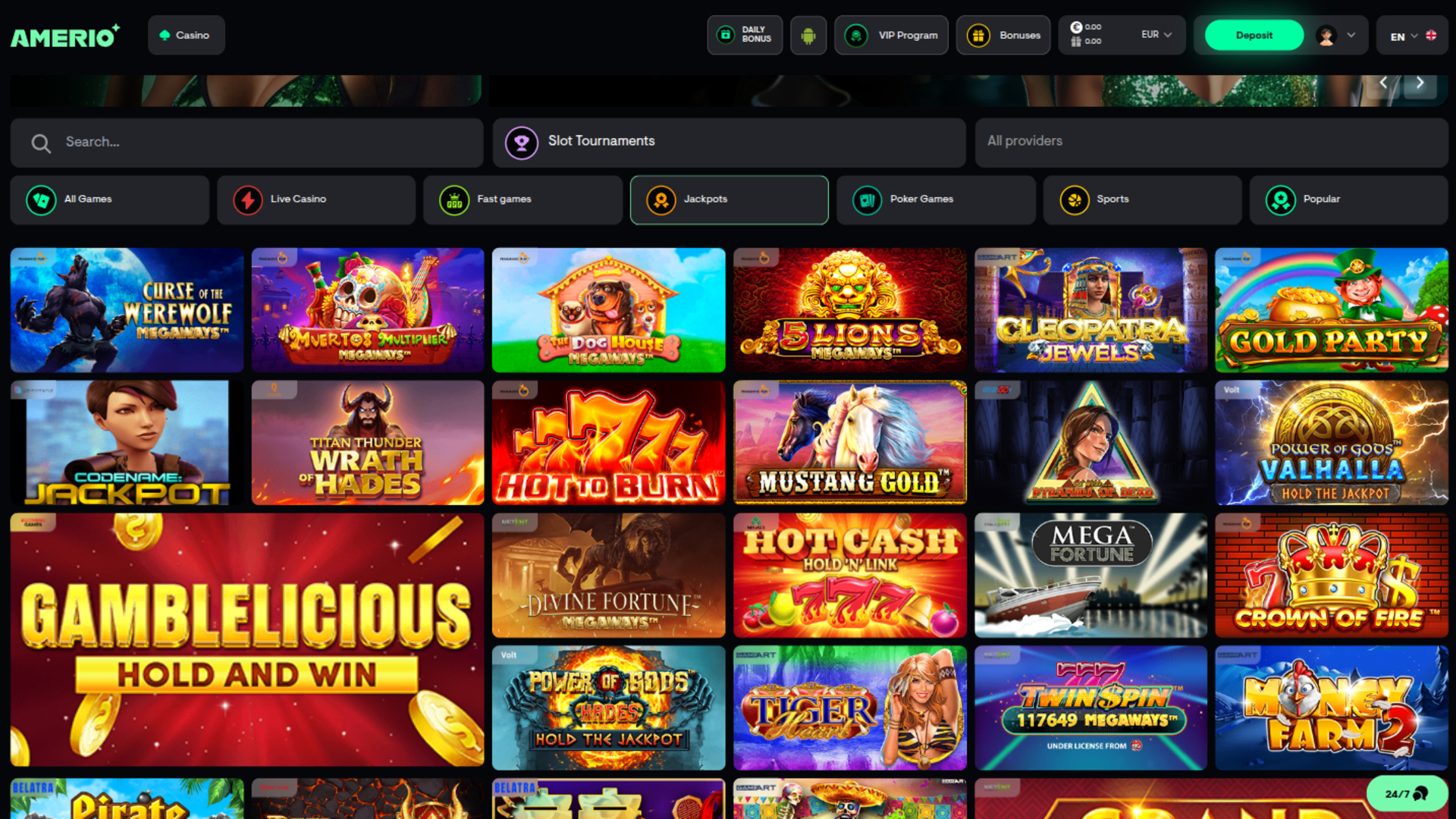 Jackpot sur ordinateur de Amerio.bet Casino