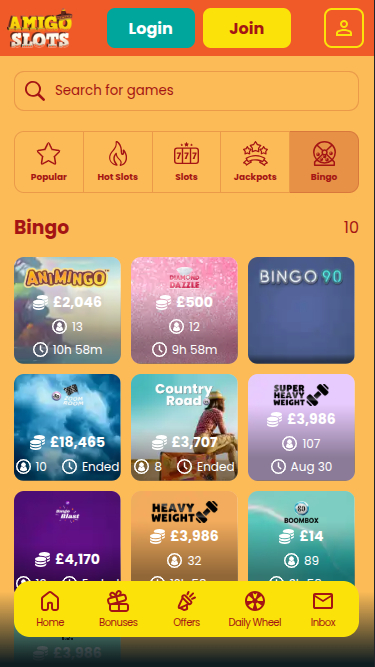 Bingo de Amigo Slots Casino para móvil