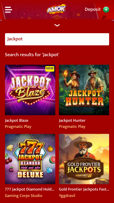Jackpots mobiles de Amok Casino