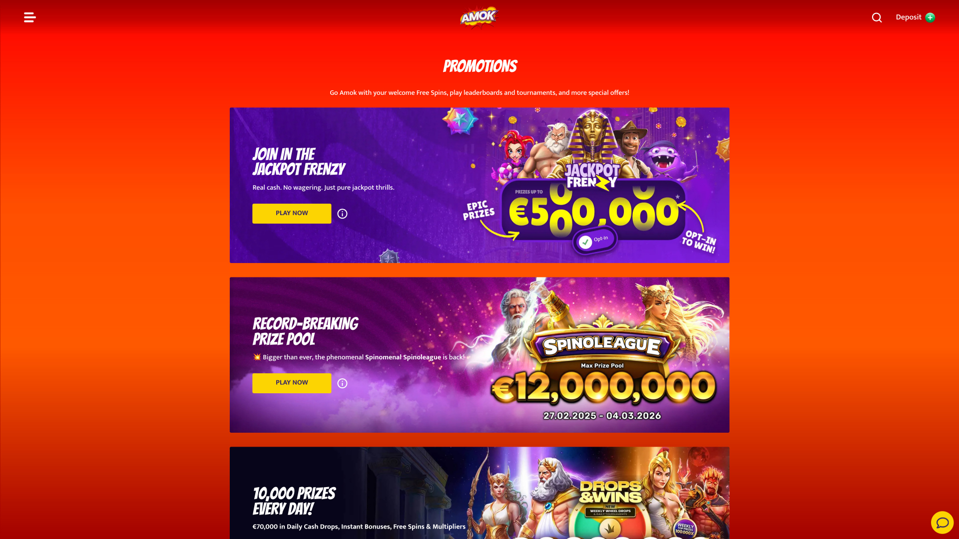 Promotions sur ordinateur de Amok Casino