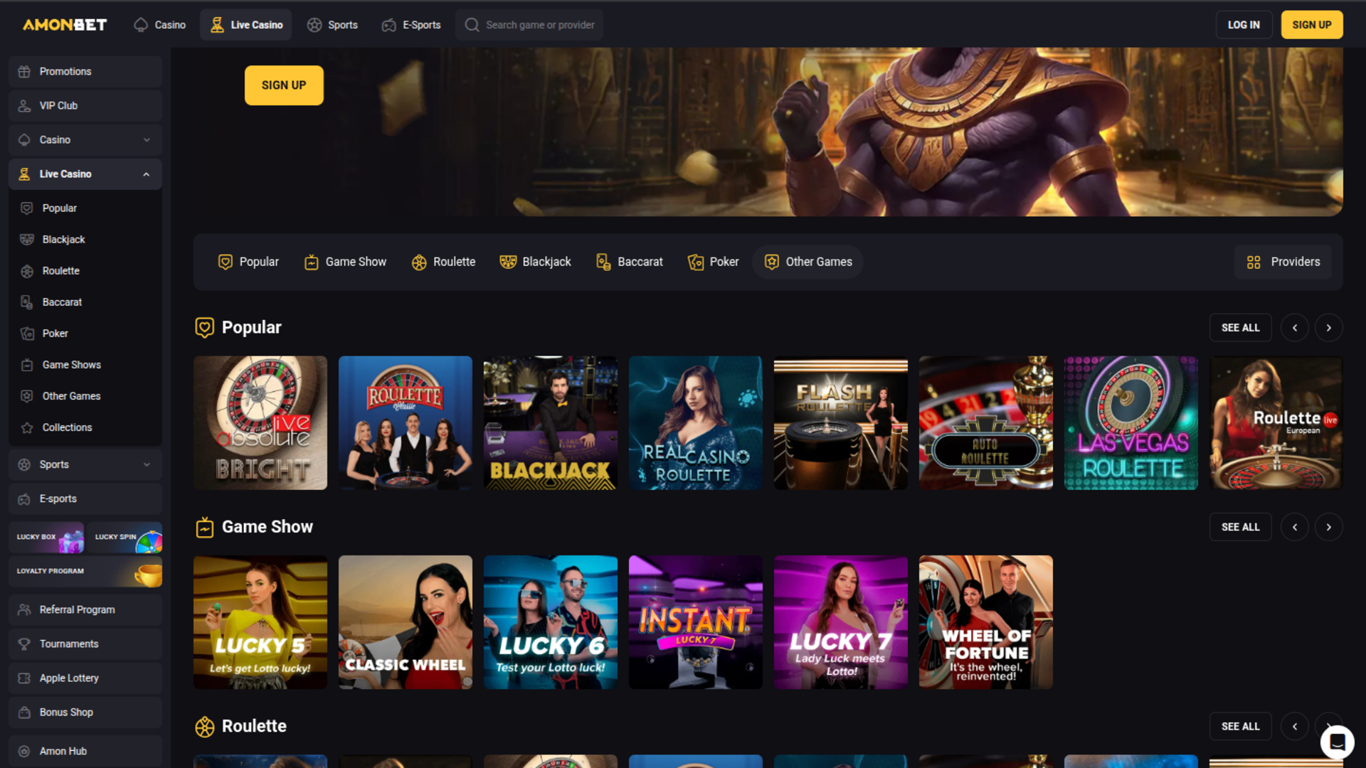 Crupier en vivo de Amonbet Casino para ordenador