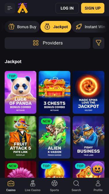 Jackpot mobile del casinò Amonbet
