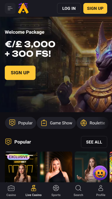 Amonbet Casino Mobile Live Dealer