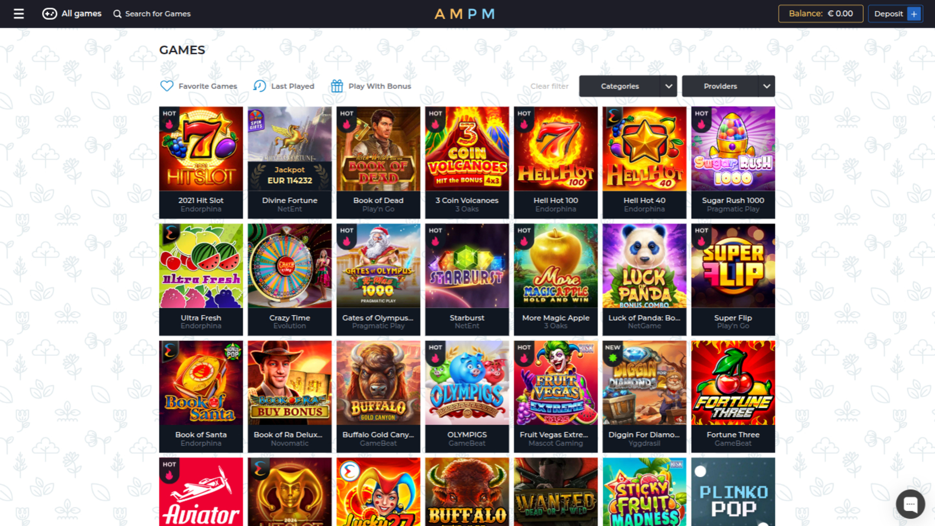 ampm Casino Desktop-Spiele