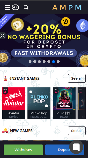ampm Casino mobile Startseite