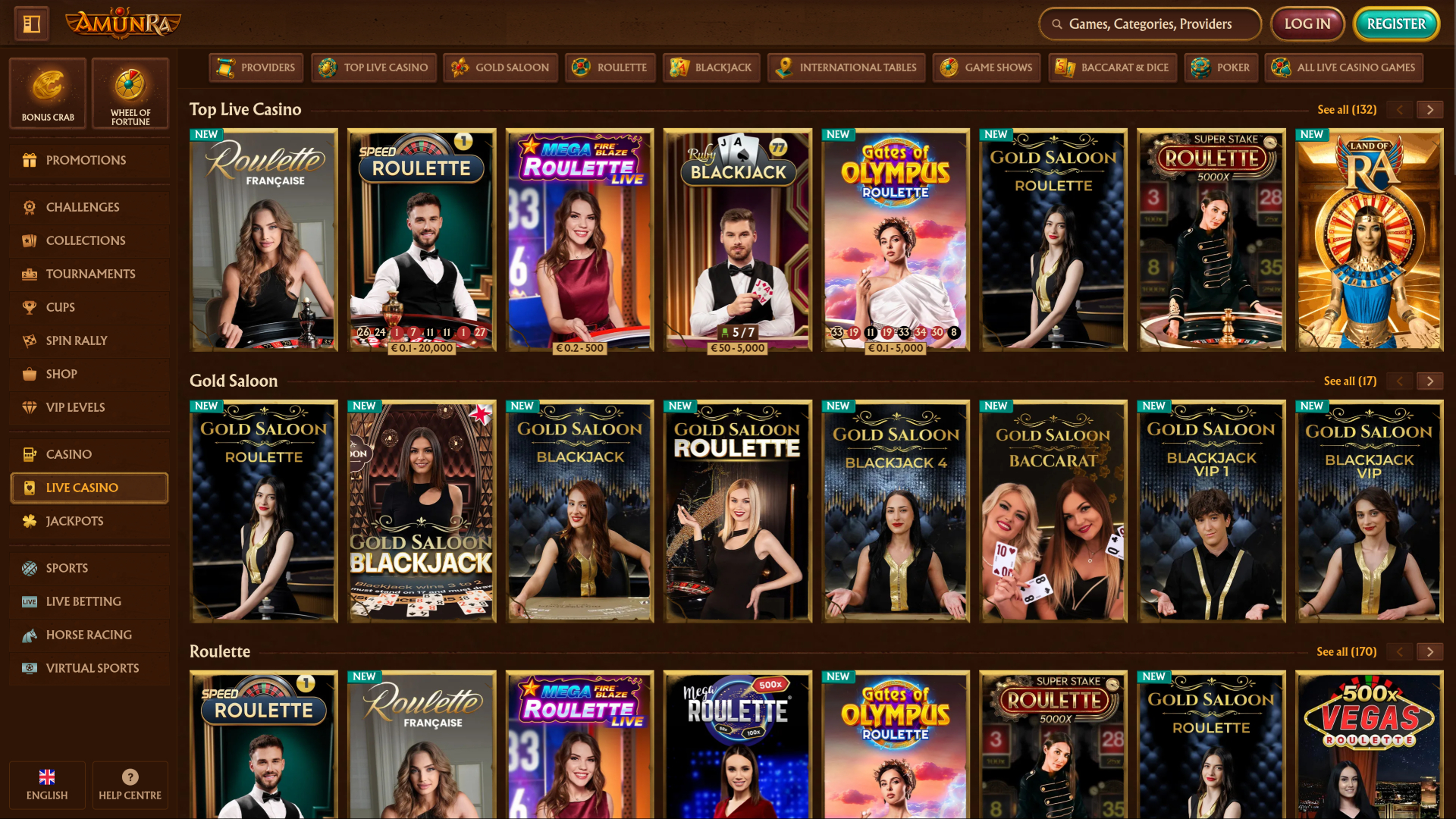 AmunRa Casino Desktop Live Dealer Image