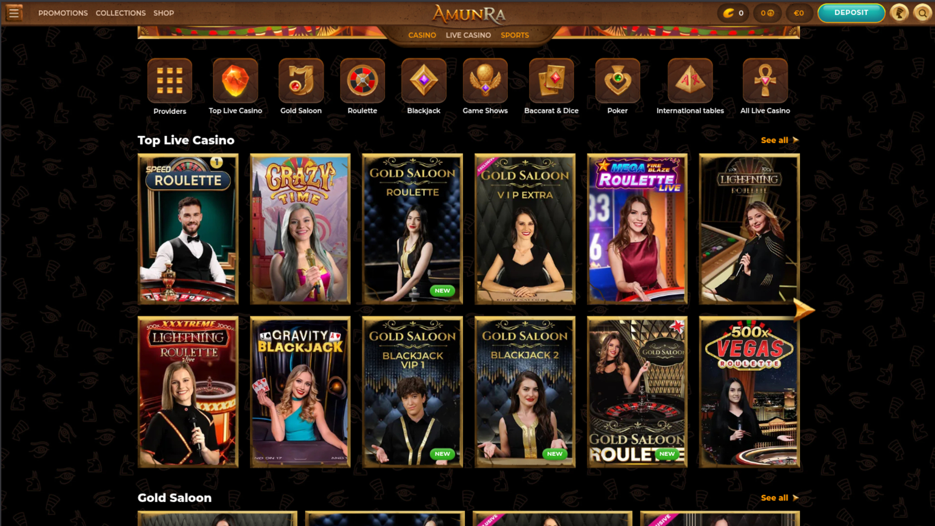 Croupier en direct sur ordinateur de AmunRa Casino