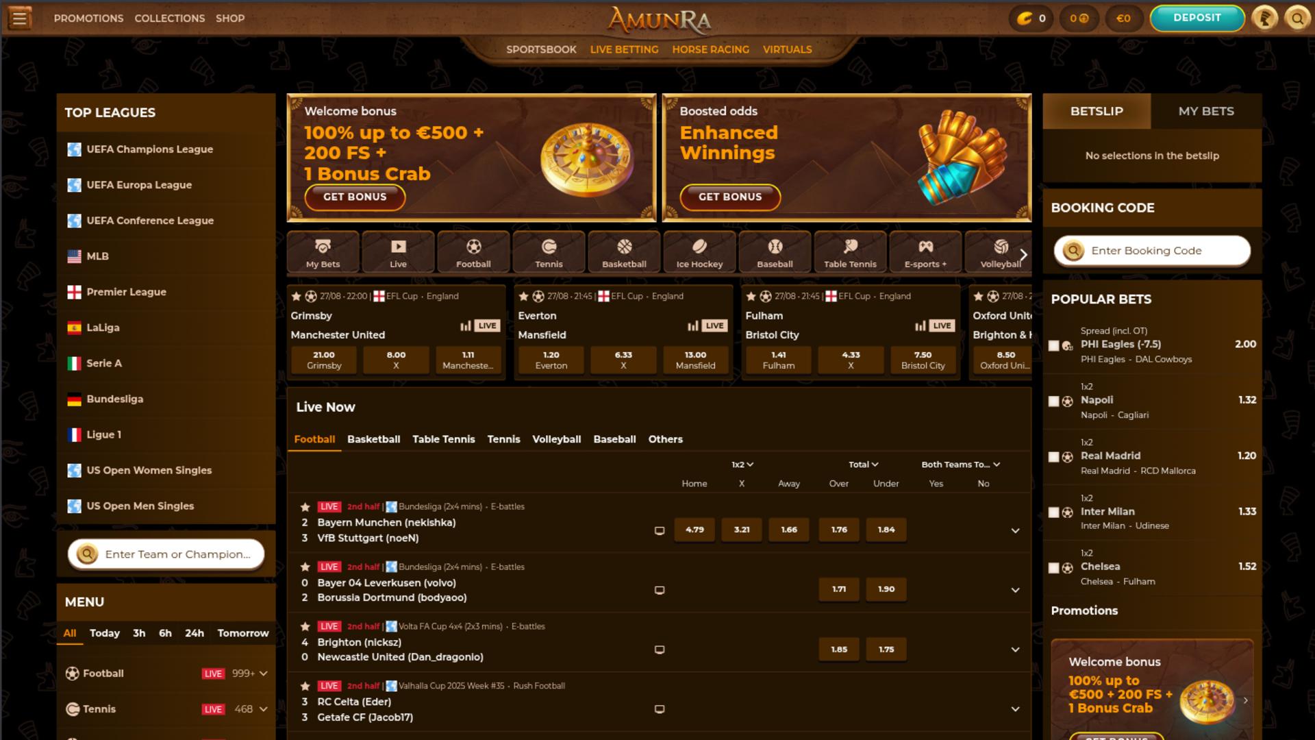 Sports sur ordinateur de AmunRa Casino