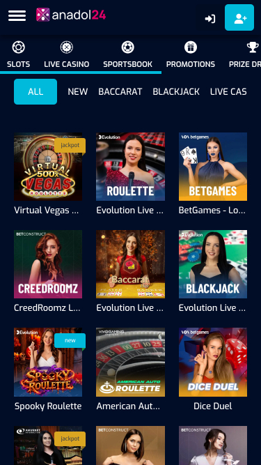 Anadol24 Casino Mobile Live Dealer