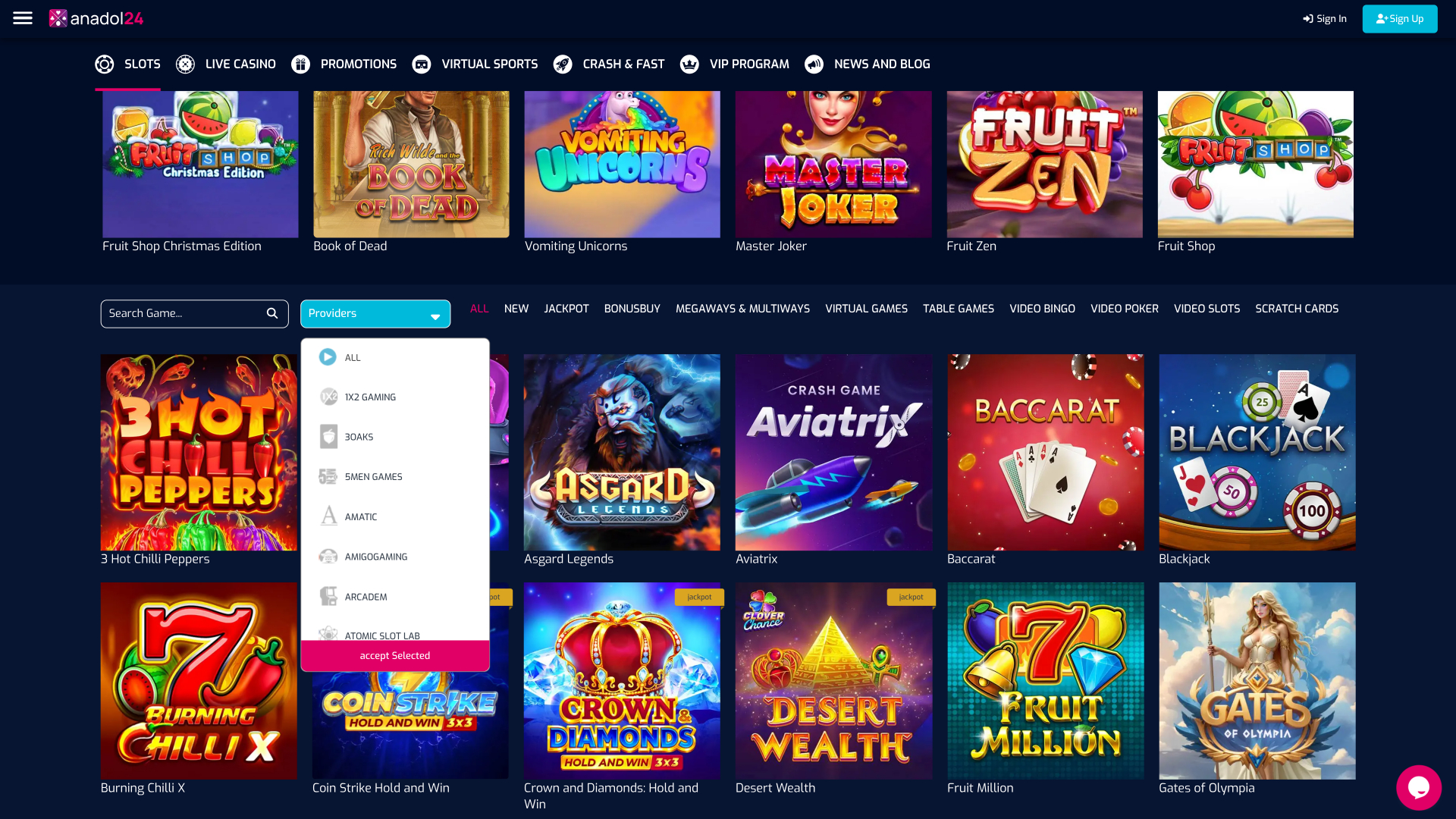 Desarrolladores de juegos de casino Anadol24