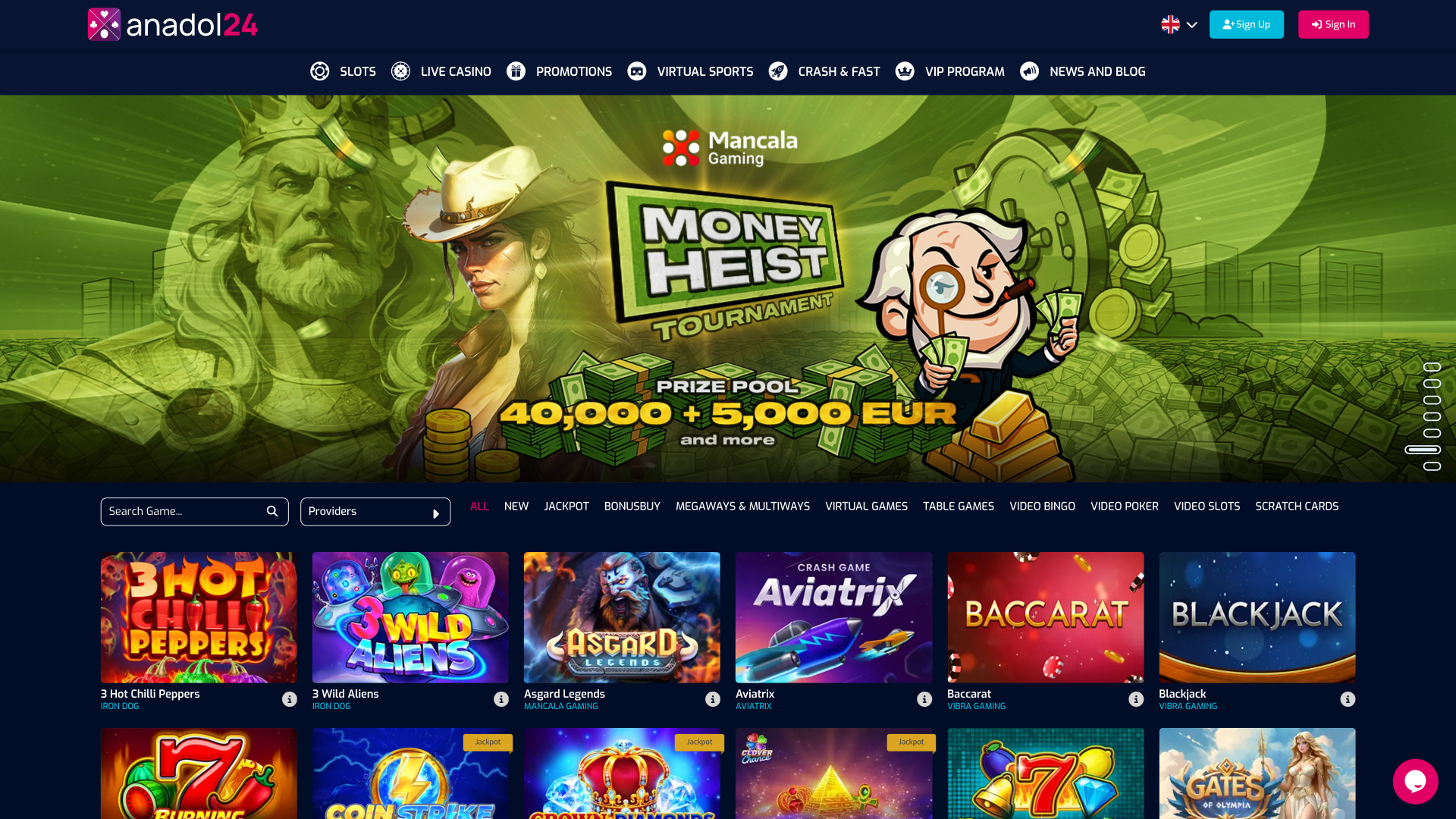 Página de inicio de Anadol24 Casino