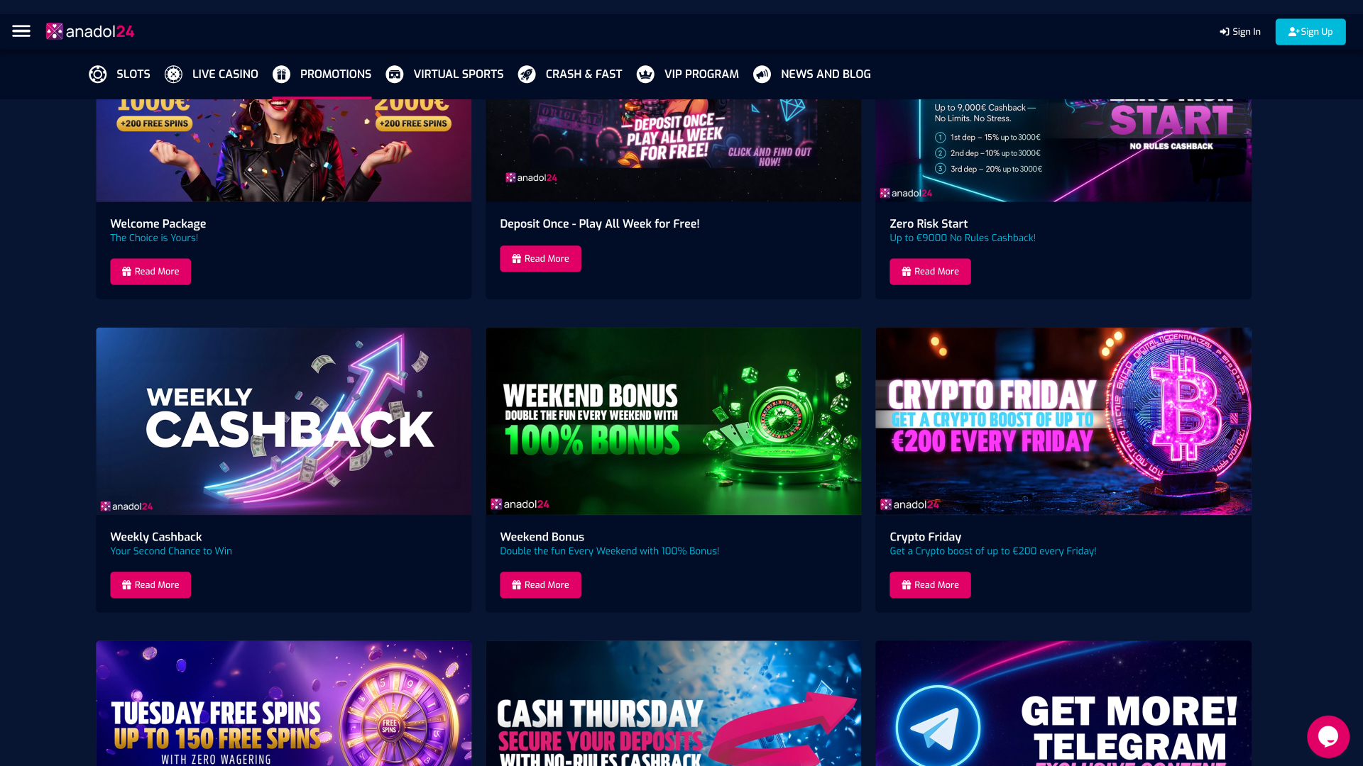 Promociones del casino Anadol24