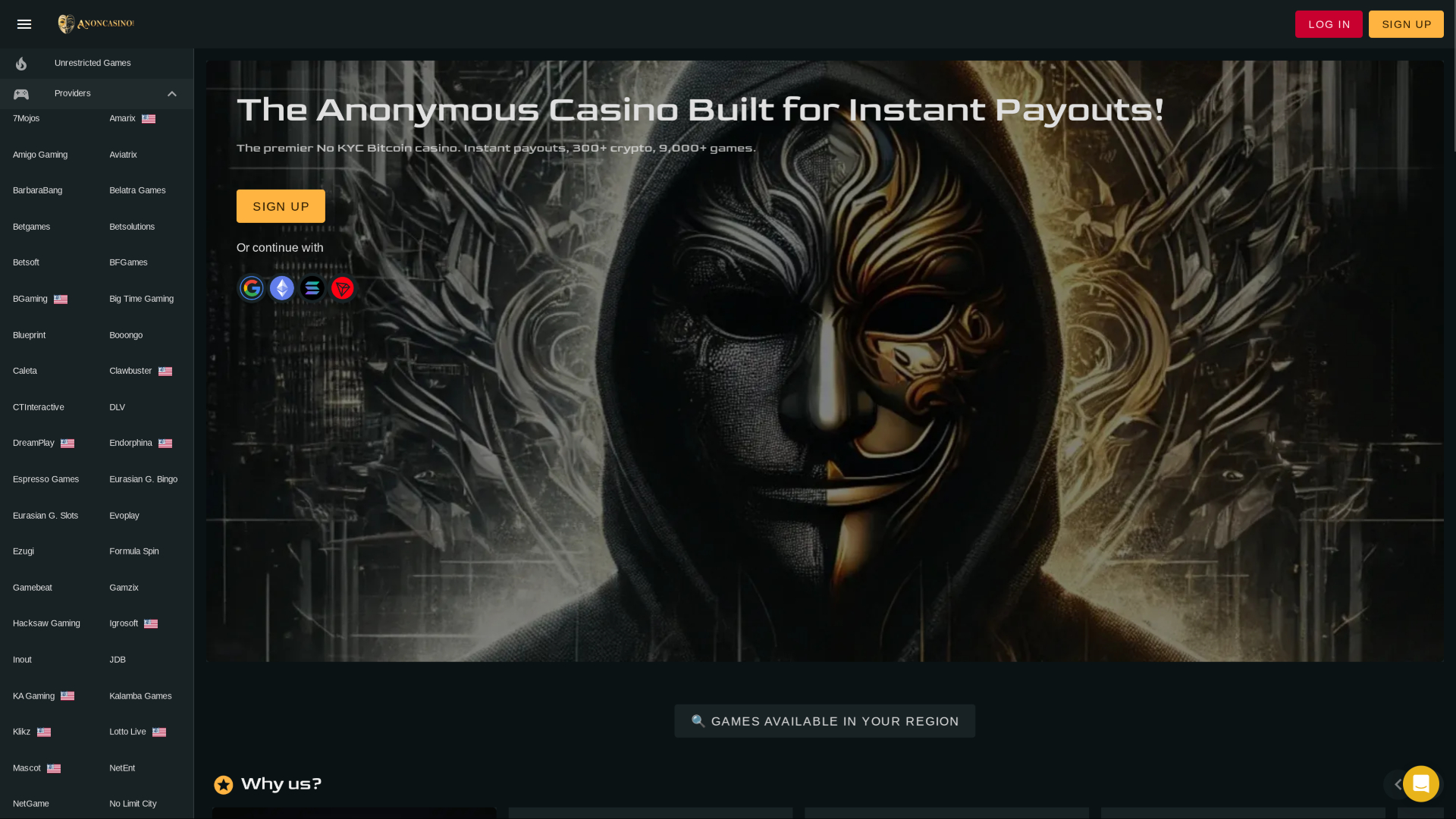 Développeurs de jeux sur ordinateur de anon Casino