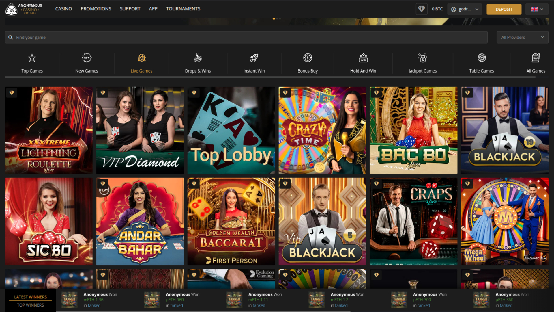 Croupier en direct sur ordinateur de anonymous Casino