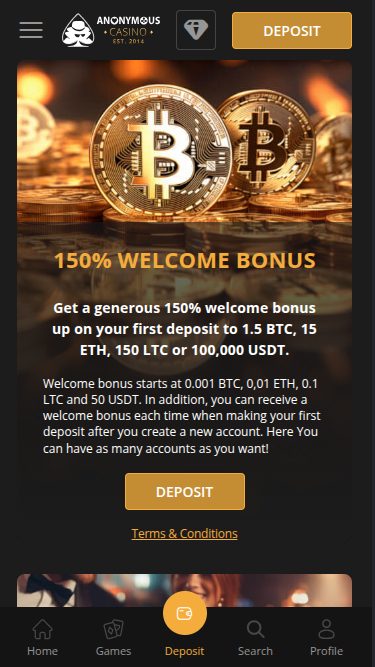 Promotions mobiles de anonymous Casino