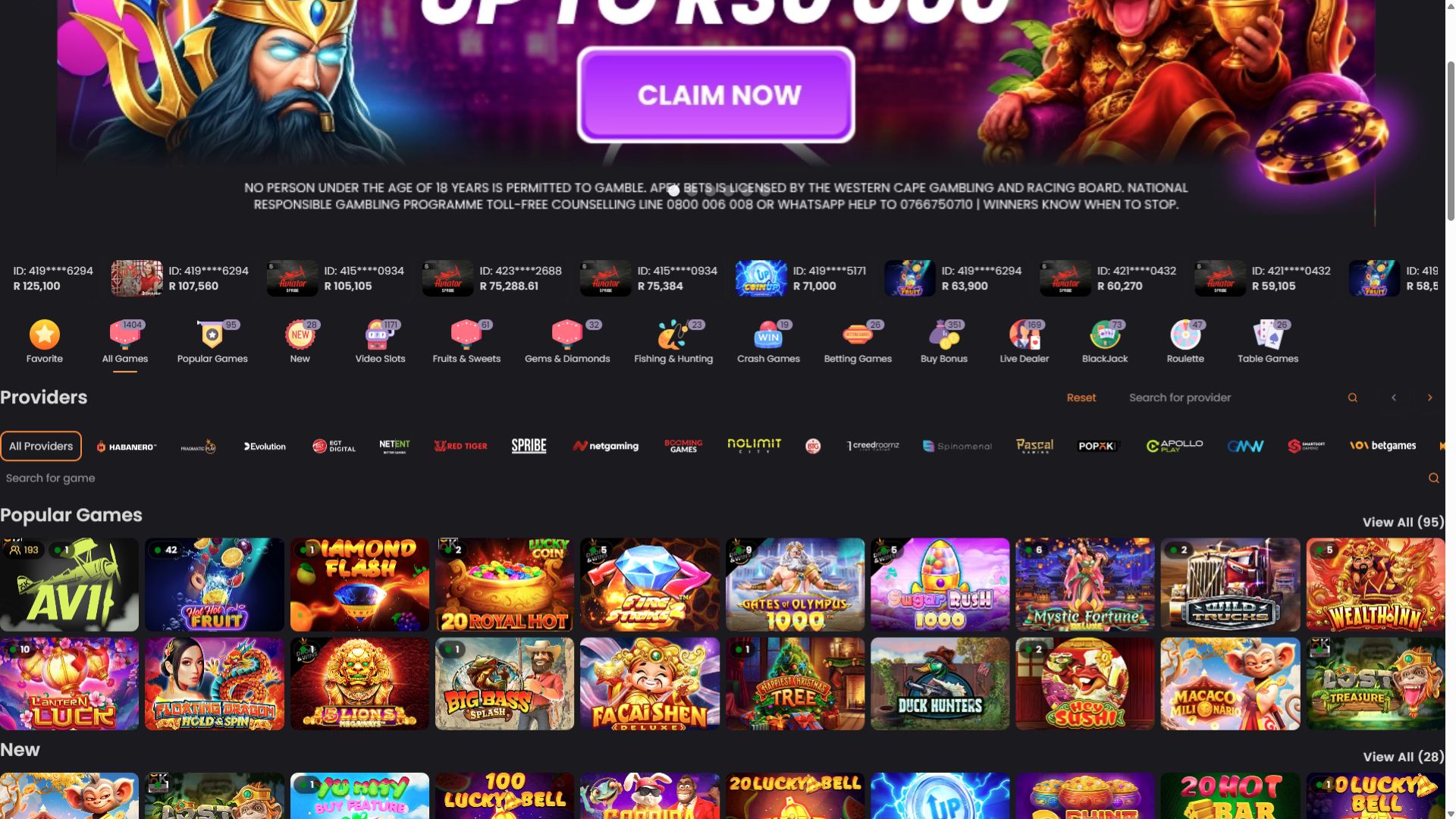 Développeurs de jeux de casino ApexBets pour ordinateur