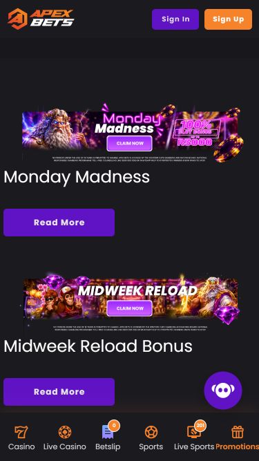 Promotions mobiles du casino ApexBets
