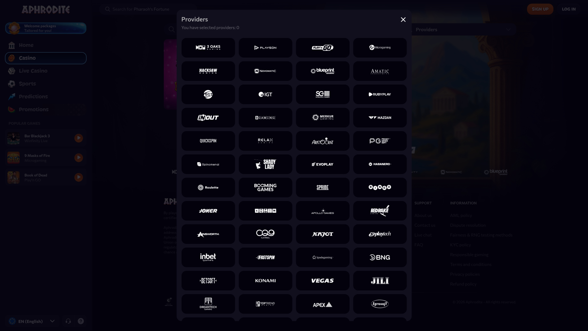 アフロディーテカジノデスクトップゲーム開発者