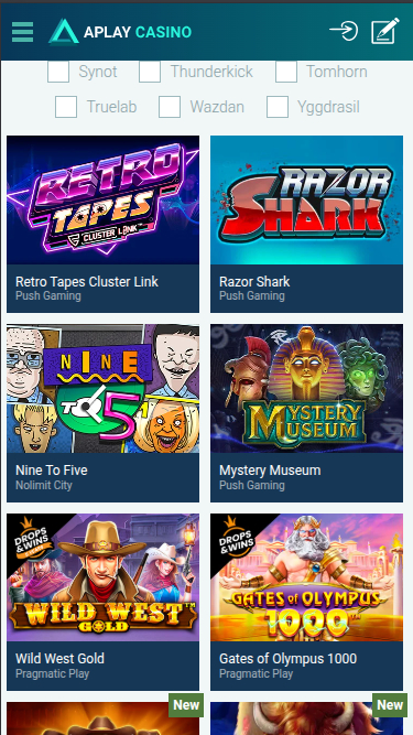 Jeux mobiles de Aplay Casino