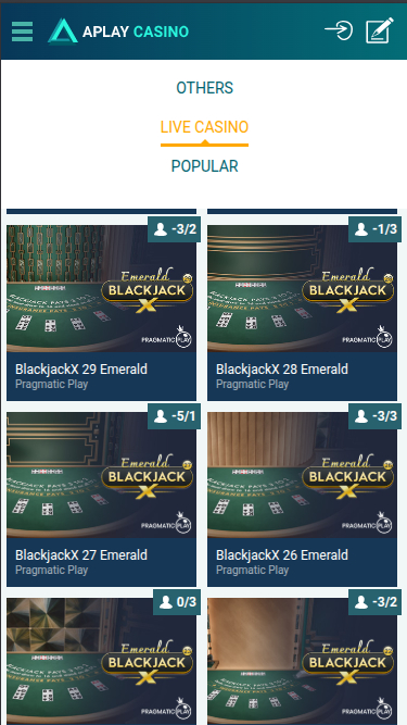 Croupier en direct mobile de Aplay Casino