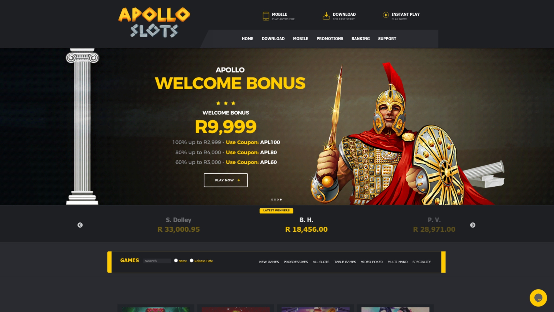 Apollo Slots Desktop-Startseite