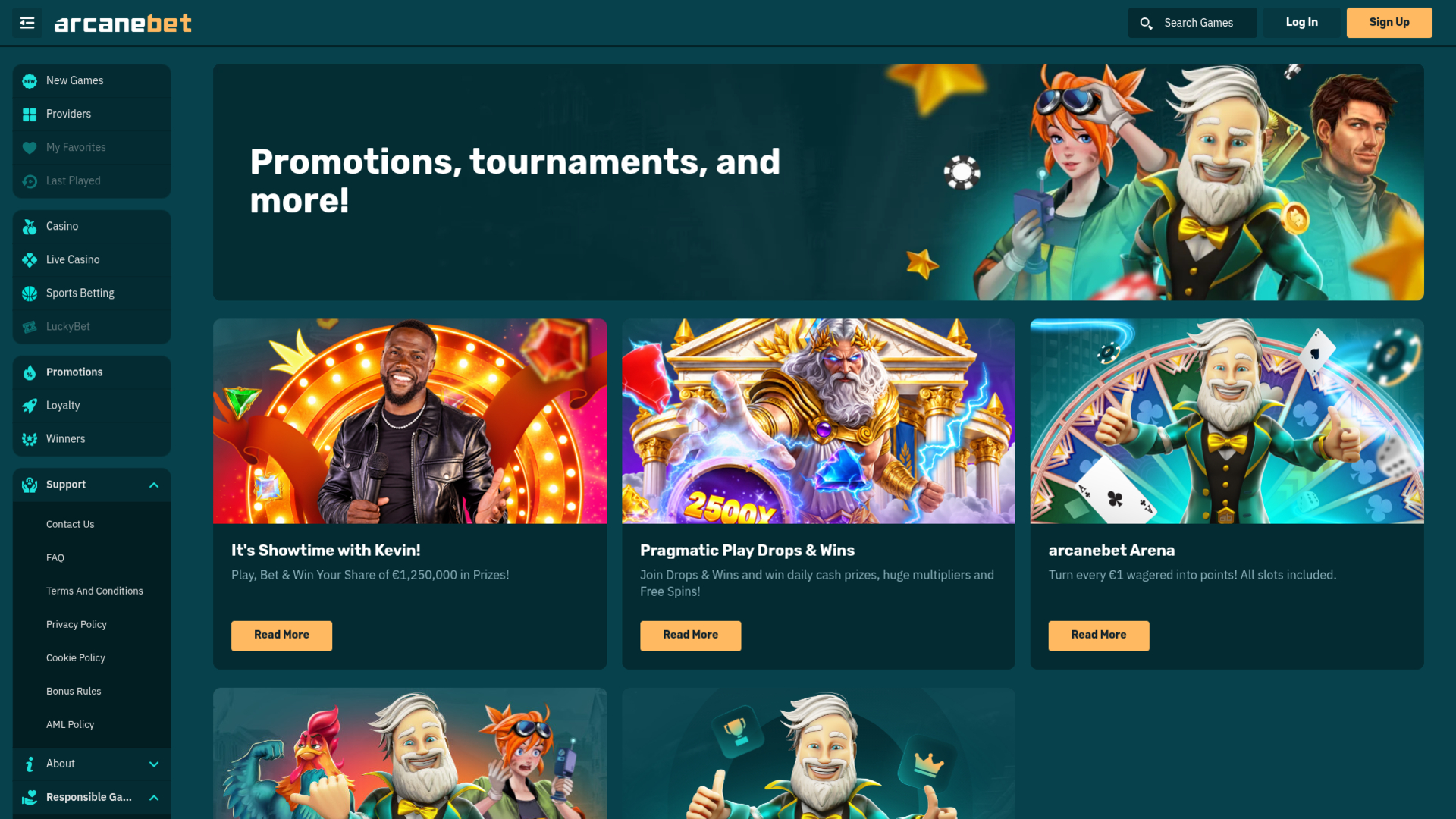 Promociones de escritorio del casino Arcanebet