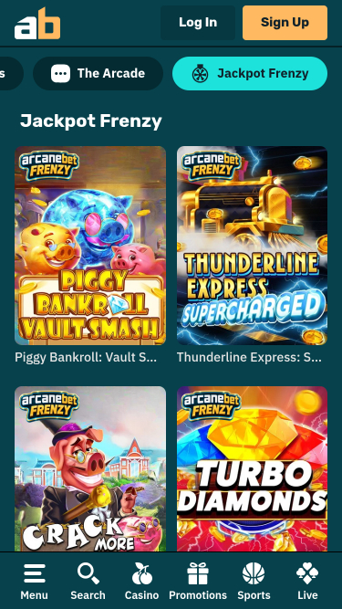 Jackpot móvil del casino Arcanebet