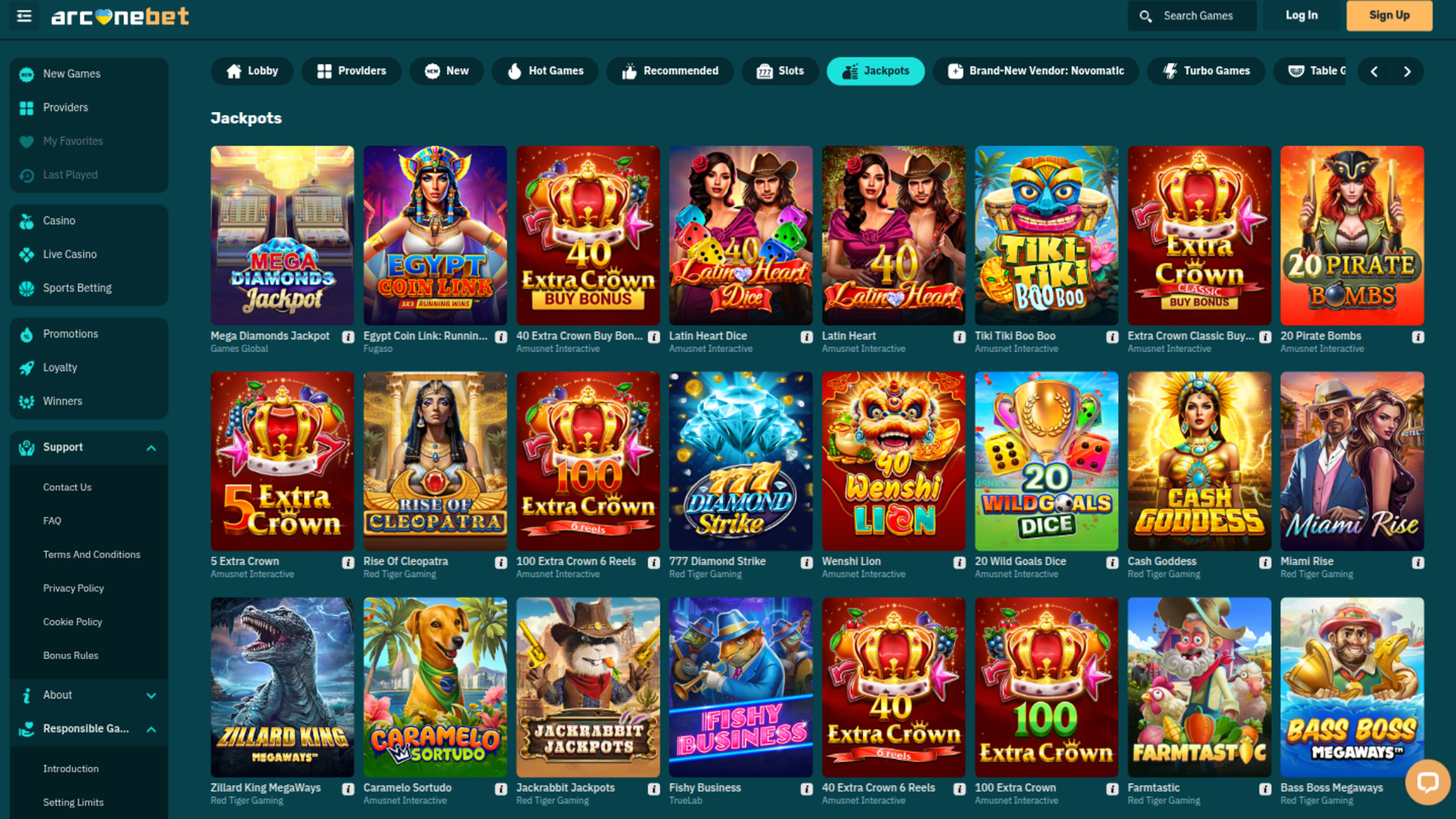Jackpot sur ordinateur de Arcanebet Casino