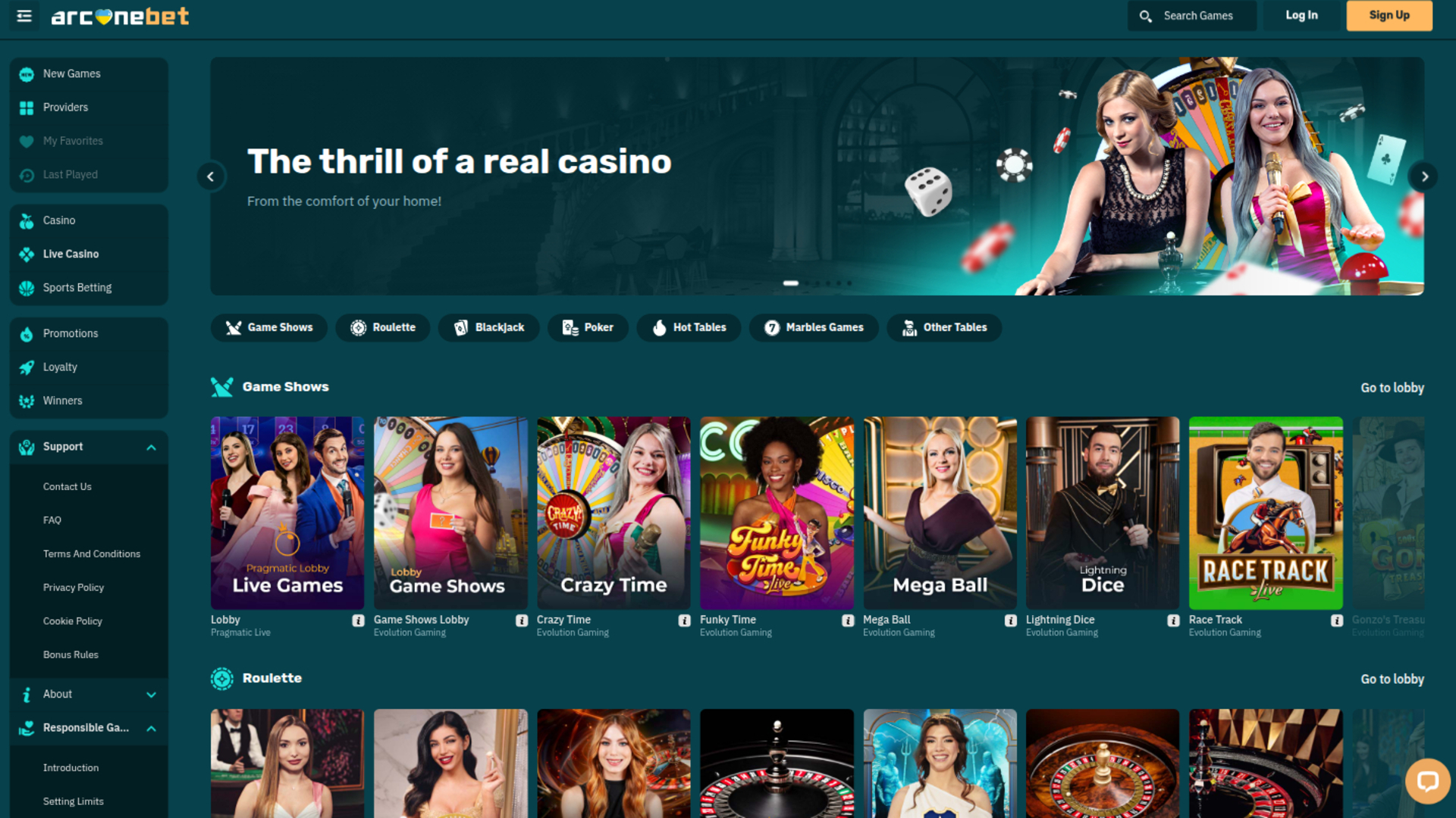 Croupier en direct sur ordinateur de Arcanebet Casino