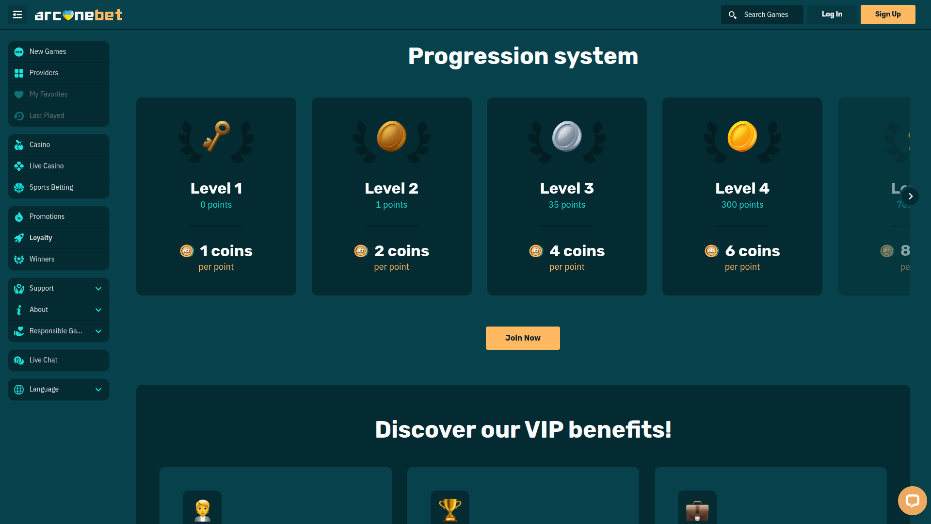 Programme VIP de bureau du casino Arcanebet