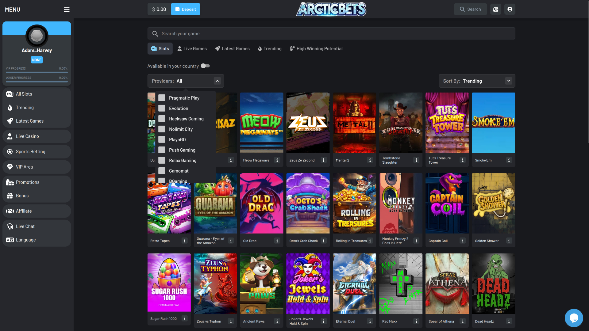 Développeurs de jeux de casino Arcticbets pour ordinateur de bureau