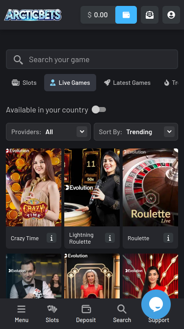 Casino Arcticbets avec croupiers en direct sur mobile
