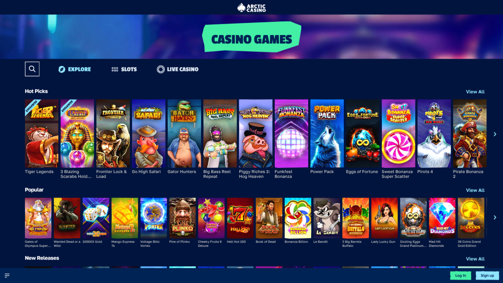 Игры Arctic Casino на компьютере