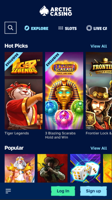 Игры Arctic Casino на мобильном