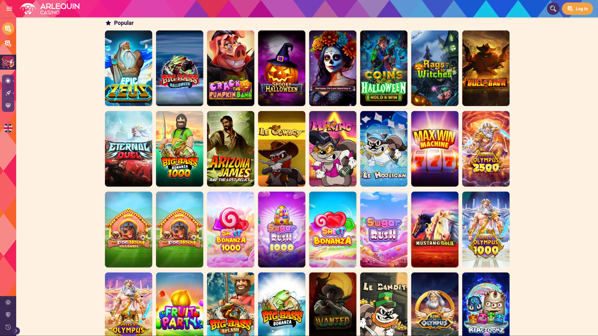 Jogos de computador do Cassino Arlequin
