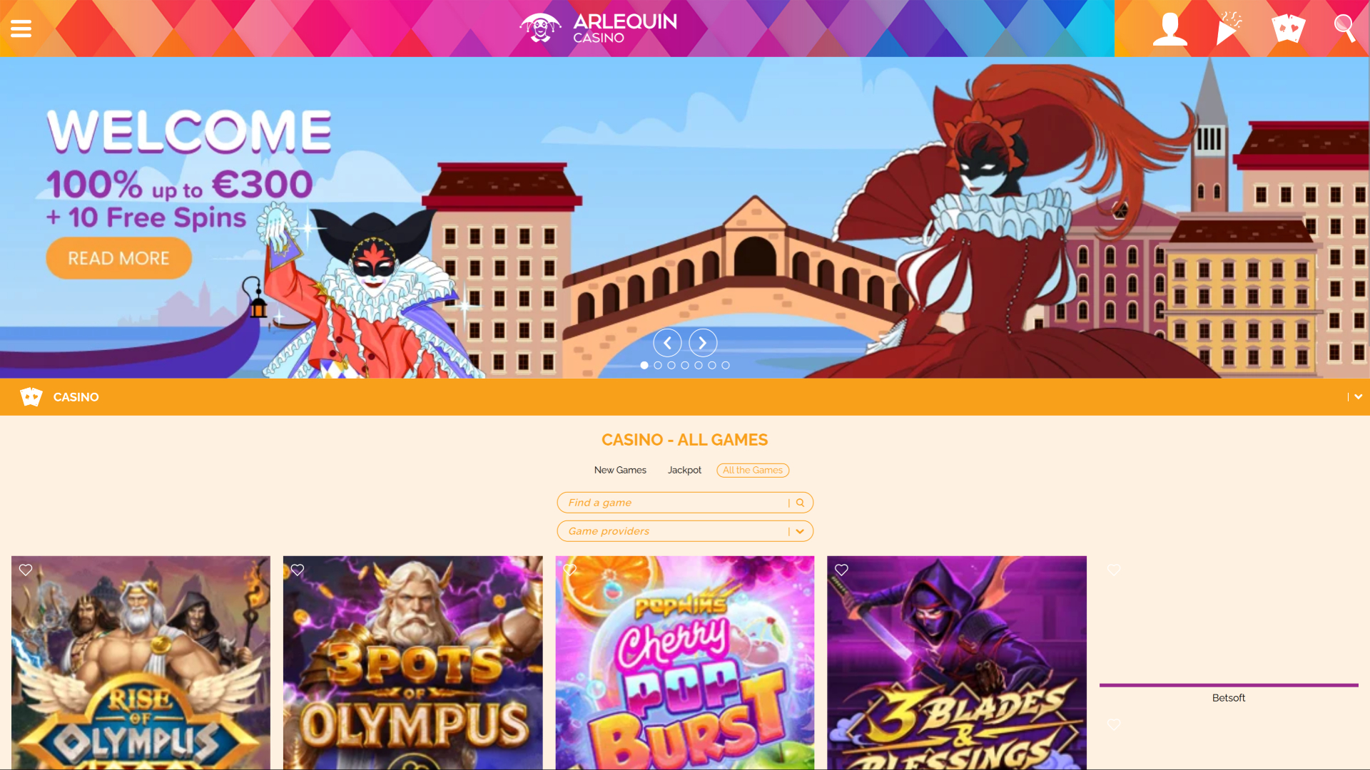 Arlequin Casino Games Desktop