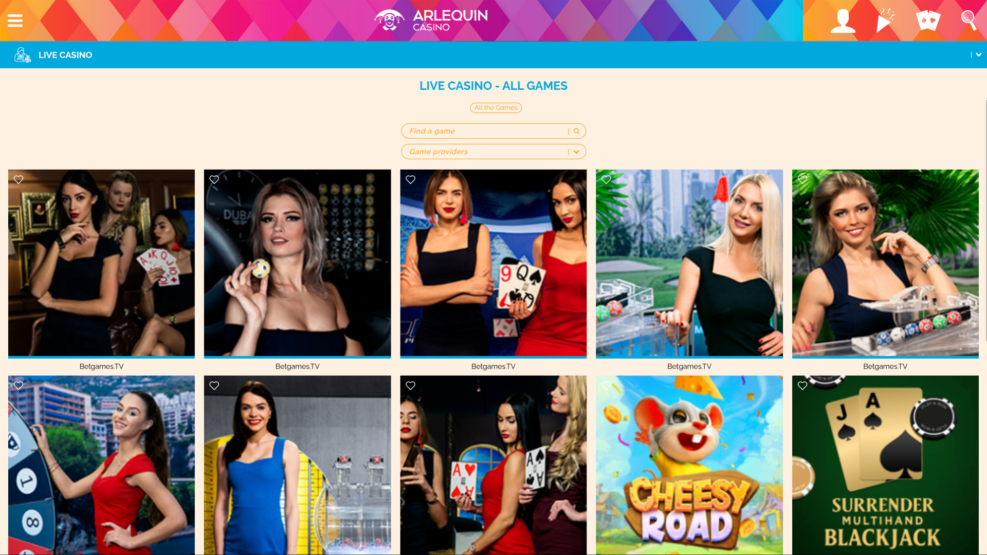 Arlequin Casino Live Dealer Desktop