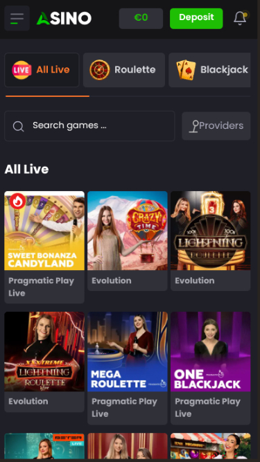 Croupier en direct mobile d'Asino Casino