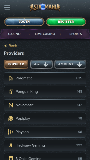 Sviluppatori del gioco mobile AstroMania Casino