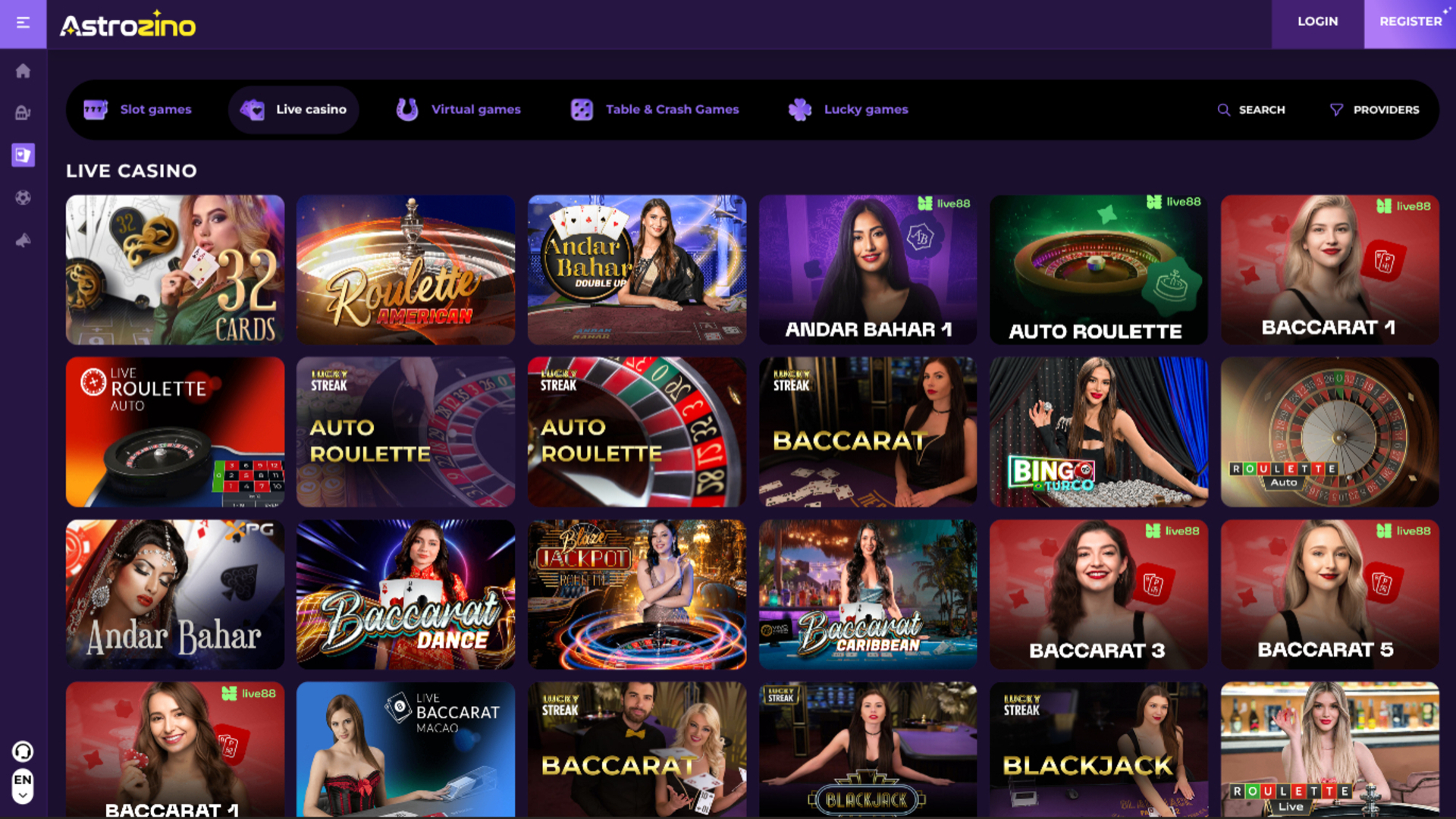 Croupier en direct sur bureau d'Astrozino Casino