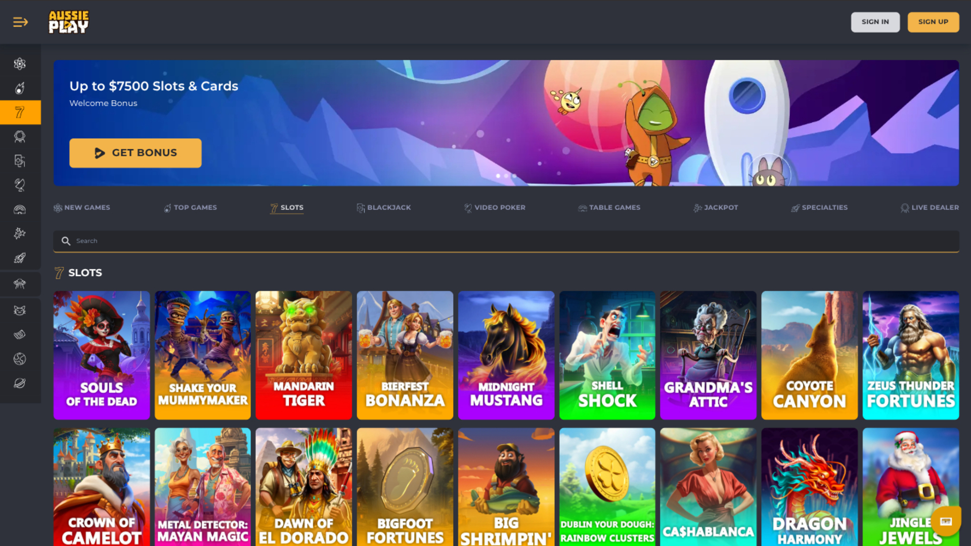 Jeux de bureau d'Aussie Play Casino