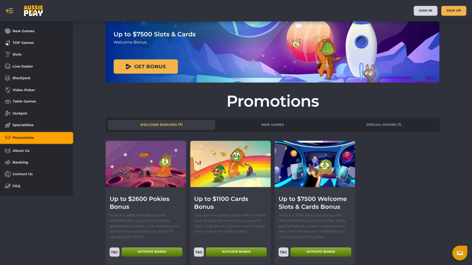 Promotions de bureau d'Aussie Play Casino