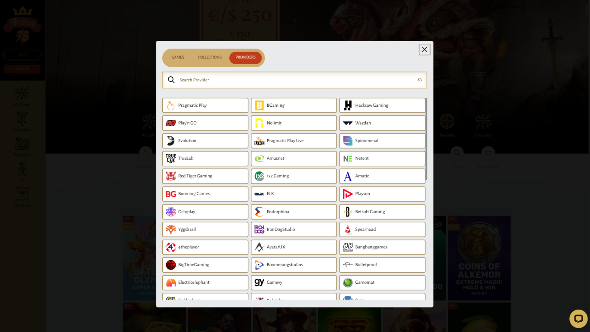 Développeurs de jeux sur bureau d'Avalon78 Casino