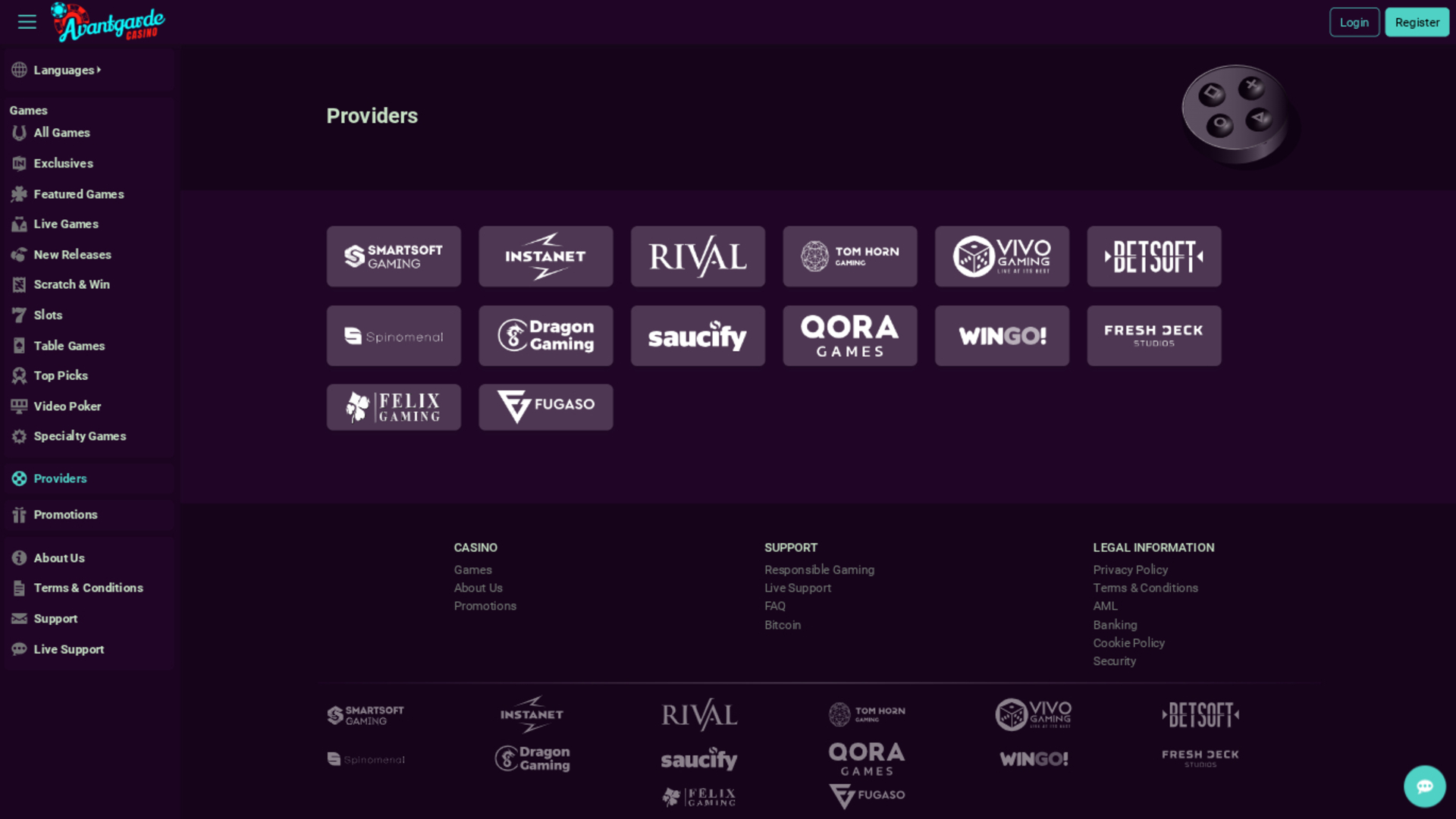 Développeurs de jeux sur bureau d'Avantgarde Casino