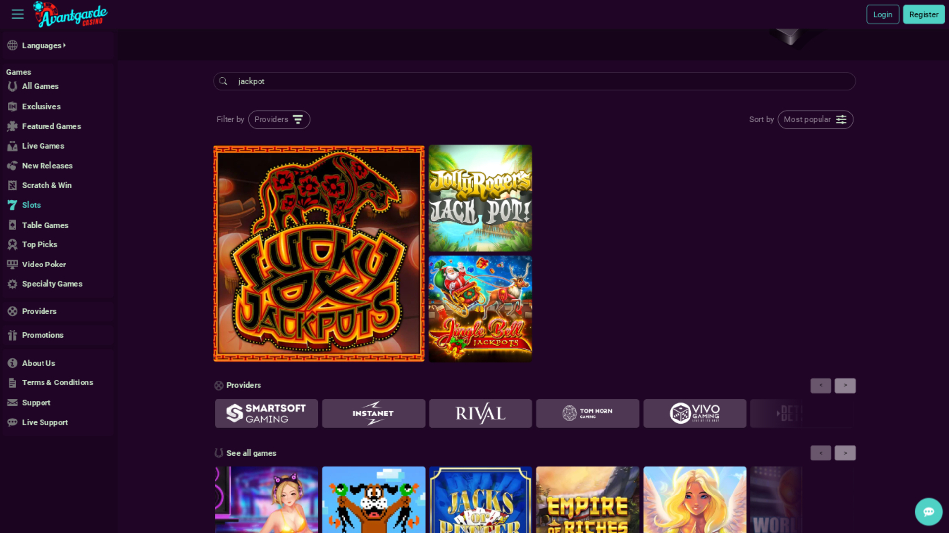 Jackpot de bureau d'Avantgarde Casino