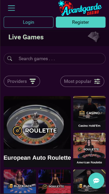 Croupier en direct mobile d'Avantgarde Casino